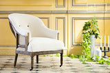 Fauteuil Rond Léonie - Bois massif, Bois ancien, Grand confort d'assise, Rembourrage intérieur dense, Finition brossÃ | Le charme du bois massif et de la toile de jute - Beige (L73 x H88 x P84 cm)