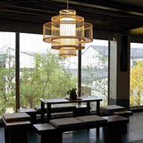 Fine Asianliving Abat-jour Plafonnier Bambou Fait Main - Lena D50cm Bambou Plafonnier Luminaire Lampe Suspendue Suspension Lampe Orientale Chinois Japonais Abat-Jour Fait