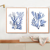 KAnduo Indigo bleu algues toile affiches et impressions corail aquarelle peinture salon mur Art décoratif photos salle de bain décor pas de cadre