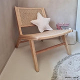 HOMIFAB Fauteuil Lounge en Bois Massif et cannage - Zuma