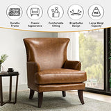 Fauteuil d'appoint en similicuir avec accoudoirs pour salon fauteuil canapé simple en cuir moderne avec garniture cloutée chaise d'appoint à oreilles en cuir végétalien canapé de salon Brown