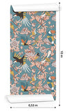 Muralo Papier Peint Feuilles, Fleurs et Oiseaux Exotiques Vinyle Faune et Flore Décoratif Végétation - 241512695
