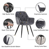 JYMTOM Lot de 2 Chaise de Salle à Manger avec Assise rembourrée en Velours épais, Pieds en métal, accoudoirs et Dossier, Chaise d'angle pour Salon,Jaune