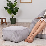Icon Pouf en Velours Côtelé Theo, Tabouret Pouf de Salon, Repose-Pieds Gros