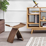 ZZFF Tabouret De Pied en Bois Plein,Stool Papillon Original Style Japonais Low Stool Japonais Changer Chaussures Stool Spa Chaise pour Bain Lit Salon Noyer 44x31x42cm(17x12x17inch)