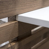 Decowood - Tête de Lit pour Chambre à Coucher, avec Baguettes et 4 Étagères, Bois de Sapin Vieilli - 244 x 60 cm