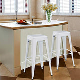 DUHOME Tabouret de Bar en Métal, 76cm Tabouret Haut Empilable Tabouret de Comptoir Industrielle pour Bar Bistro Cuisine, Blanc