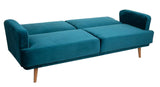 PEGANE Canapé Banquette Coloris Velours Bleu Canard - L.214 x l.86 x H.83 cm