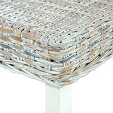 Doneioe Banc 110 cm Banc de lit Banquette rembourrée Bancs de Cuisine Bancs de Table à Manger pour Une Utilisation en intérieur Blanc Rotin Kubu Naturel et Bois de manguier Massif
