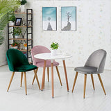 Lot de 2 chaises de salle à manger en velours capitonné avec dossier et pieds en métal pour salle à manger, salon et chambre à coucher, Velours tissu, Vert, 46*46*77cm