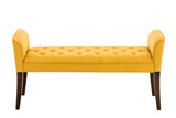 CLP Banquette Cleopatra Rembourrée Revêtement en Tissu - Chaise Longue avec Accoudoirs - Piétement en Bois - Banquette Capitonnée - Couleur: Jaune, Antique foncé