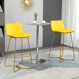 HOMCOM Lot de 2 Tabouret de Bar Chaise de Bar Velours avec Repose-Pieds Hauteur 103 cm - Pieds métal doré - Jaune
