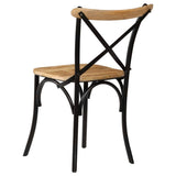 vidaXL 2X Bois de Manguier Chaises à Dossier Croisé Noir Chaise de Cuisine