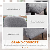 HOMCOM Lot de 2 chaises de Salle à Manger en Tissu et piètement Acier - Assise enveloppante - Gris foncé