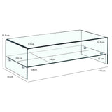 Meubletmoi Table Basse en Verre trempé - avec étagère vitrée rectangulaire - Design Salon Moderne - Ice