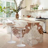 YOUNUOKE Tabourets de Bar en Bois Blanc Pivotant 360° et Hauteur Réglable 55-80cm Siège Confortable avec Repose-Pied Chaise Haute pour Bar Cuisine Lot de 2
