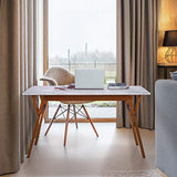 Teamson Home Table à Manger rectangulaire Faux marbre Blanc Pieds Noyer Ashton VNF-00079W