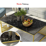 Tables basses de salon Table basse moderne pour le salon | Table de Cocktail de Table Rectangulaire en Marbre Mid-Century | Bureau Accueil Table de canapé d'extrémité | avec étagère de rangement | N