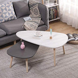ShiShi Lot de 2 Table Basse Gigogne Scandinave, Table d'appoint Assis sur Le Sol, Table de Salon avec Peids en Hêtre, Tables Gigogne en Bois, Table Basse Moderne (Blanc 98×64×40 cm, Gris 88×48×34 cm)