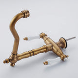 Mitigeur d'évier de cuisine traditionnel à double poignée en laiton massif robinet de cuisine Laiton antique Bronze