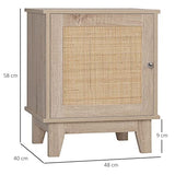 HOMCOM Table de Chevet Table de Nuit en cannage Style bohème avec 1 Placard 48 x 40 x 58 cm - Bois Naturel