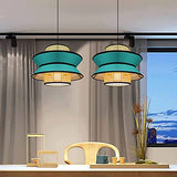 Ybzx Plafonnier Style Chinois Tissu Lustre Simplicité Restaurant Café Rotin Art Lampe Tissé À La Main Tissage Pendentif Lumière E27 Drop Light Intérieur Suspension Lumière Couleur: Orange/Bleu