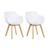 H.J WeDoo Lot de 2 Chaise Salle à Manger, Fauteuils Scandinave de Chaise latérale Design rétro avec Jambe de Bois de hêtre Massif - Blanc