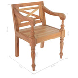 tidyard Lot de 2 Chaises Batavia de Jardin en Bois d'Acajou Massif Marron Clair 58x50x82 cm