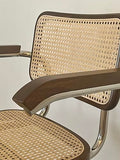 Generico Chaise avec accoudoirs en Paille de Vienne et hêtre Naturel Laqué Noyer Foncé