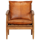 vidaXL Fauteuil Cuir Véritable avec Bois d'Acacia Marron Salle de Séjour Salon