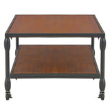 Tidyard Table Basse avec 1 Etagère en Bois de Sapin Style Industriel Marron 120x60x40 cm