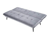 Loungitude Banquette convertible en velours gris perle et pieds métal noirs