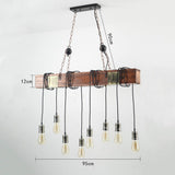 Lustre rétro, COCOL Loft Industriel Suspension en bois Lampe suspendue décorative en métal Hauteur réglable E27 Rétro en bois pendentif pour cuisine salle à manger Bar Restaurant Salon Café (sans ampo