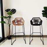Tabouret en métal Tabouret Tabouret à la Main Chaise à Barres de rotin pour Le Petit-déjeuner Cuisine Bistro Coffee Pub 65cm