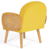 IDMarket - Fauteuil Elina en Velours Jaune et cannage