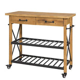 SoBuy® FKW57-N Table Console Chariot de Service Desserte à roulettes Commode Roulant pour Cuisine et Salon 2 tiroirs et 2 étagère