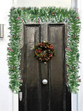 aheadad Guirlande de Noël Artificielle Décorations Noël Guirlande Noël Vert en Rotin Portes Et Fenêtres Pomme Pin Décoration Artificielle Couronne Cheminée Arbre Noël Décoration