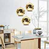 Industrial miroir moderne verre boule luminaire, miroir ajustable, Pendentif boule Ligh, ombre de lampe de plafond pour cuisine, salle à manger, Bar (Gold, 25cm)