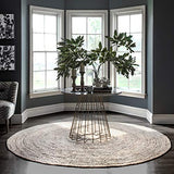 nuLOOM Tapis de sol Collection Rigo, en toile de Jute, tissé à la Main, style campagne, 180 cm, Rond