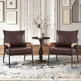CLIPOP Fauteuil rétro Moderne avec Cadre en métal et Coussin en Cuir synthétique pour Salon, Chambre à Coucher, Salon (Marron foncé)