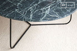 pib Table Basse scandinave Vertü en marbre Vert - Association Facile, Matériaux Nobles | Une Table Basse au Luxe Intemporel Entre marbre Vert et métal Mat - Noir foncé (L80 x H33 x P80 cm)