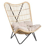 Fauteuil Naturel avec Coussin Fibres - FYSIKES - L 76 x l 76 x H 87 - Neuf