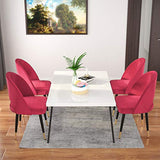 mecor Lot de 2 Chaises de Salle à Manger Confortable, Chaise Tissu Rembourrée en Velour, Chaise Fauteuil Salon avec Pied en Métal, Chaise Moderne pour Cuisine, Table, Salon, Chambre (Rouge)