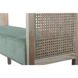 Déco en Ligne - Banquette Cannage et Velours Vert d'eau