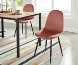BAÏTA Lot de 4 chaises Lena en Velours Rose, Métal, 44x52x86cm
