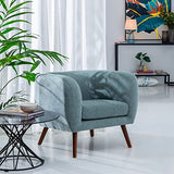 AltoBuy Marvel - Fauteuil Club Tissu Bleu Clair Pieds Bois