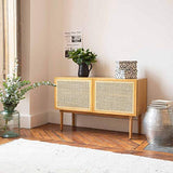 DECOCLICO Buffet en plaqué chêne et cannage en rotin
