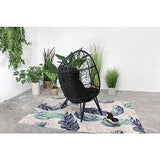 CONCEPT USINE | Fauteuil Oeuf sur Pieds Beige en Résine Noir Aspect Rotin | Design Jane | Structure en Acier | Coussin déperlant | Hamac Balançoire sur Pied terrasse Jardin Balcon | Résiste à l'eau