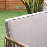 Outsunny Ensemble Salon de Jardin 4 pièces canapé 2 Places + 2 fauteuils + 1 Table Basse Plateau Verre trempé 8 Coussins - métal et résine tressée - Beige