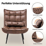 MCombo 4779-1 Fauteuil de détente moderne avec coussin de taille rétro vintage Fauteuil de lecture Fauteuil de salon rembourré sans tabouret, microfibre marron)
